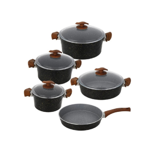 سرویس نه پارچه گرانیتی فورج مدل ماریا (دسته باکالیت) برند EVIZ