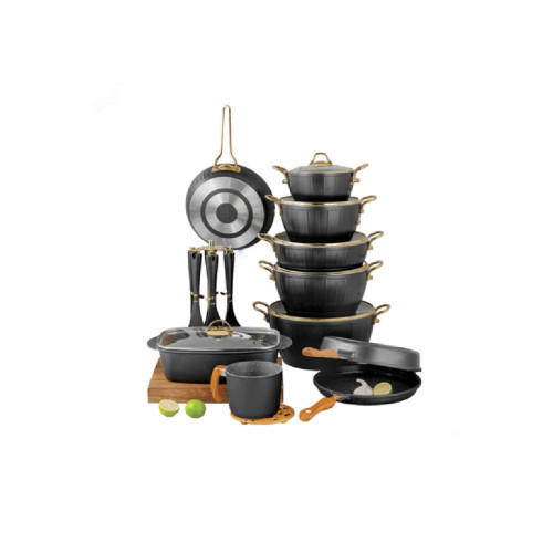 سرویس 24 پارچه گرانیتی فورج مدل viola ( دسته و درب طلایی) برند EVIZ